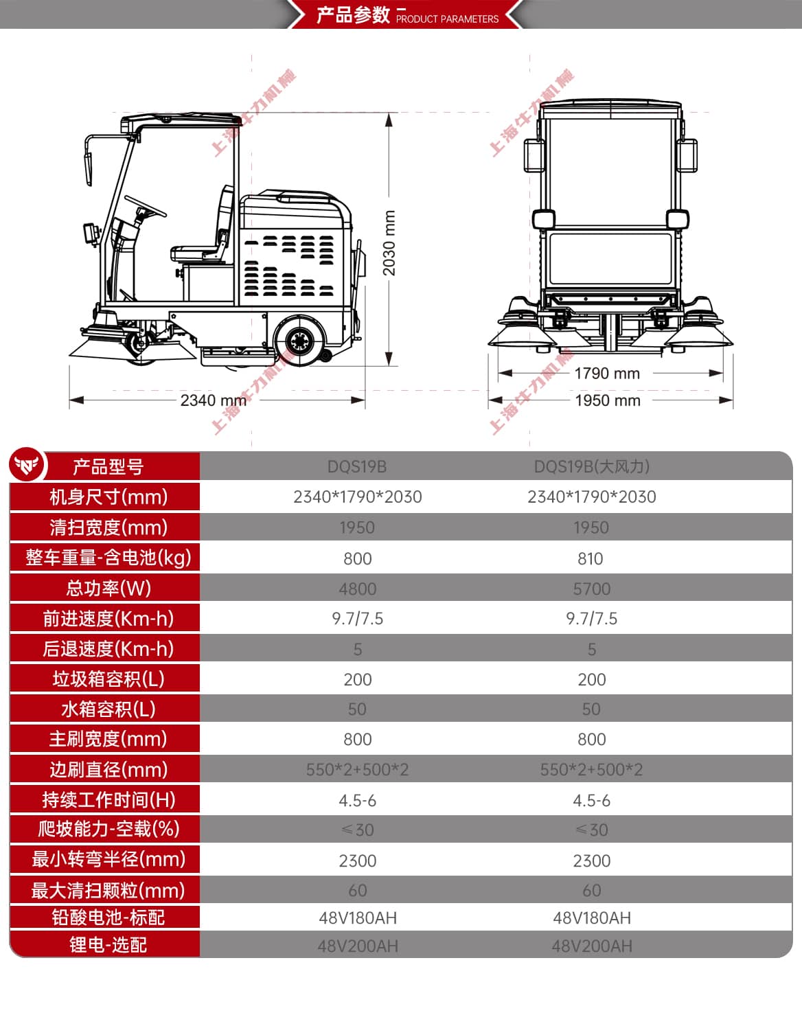 驾驶式扫地车DQS19B产品参数