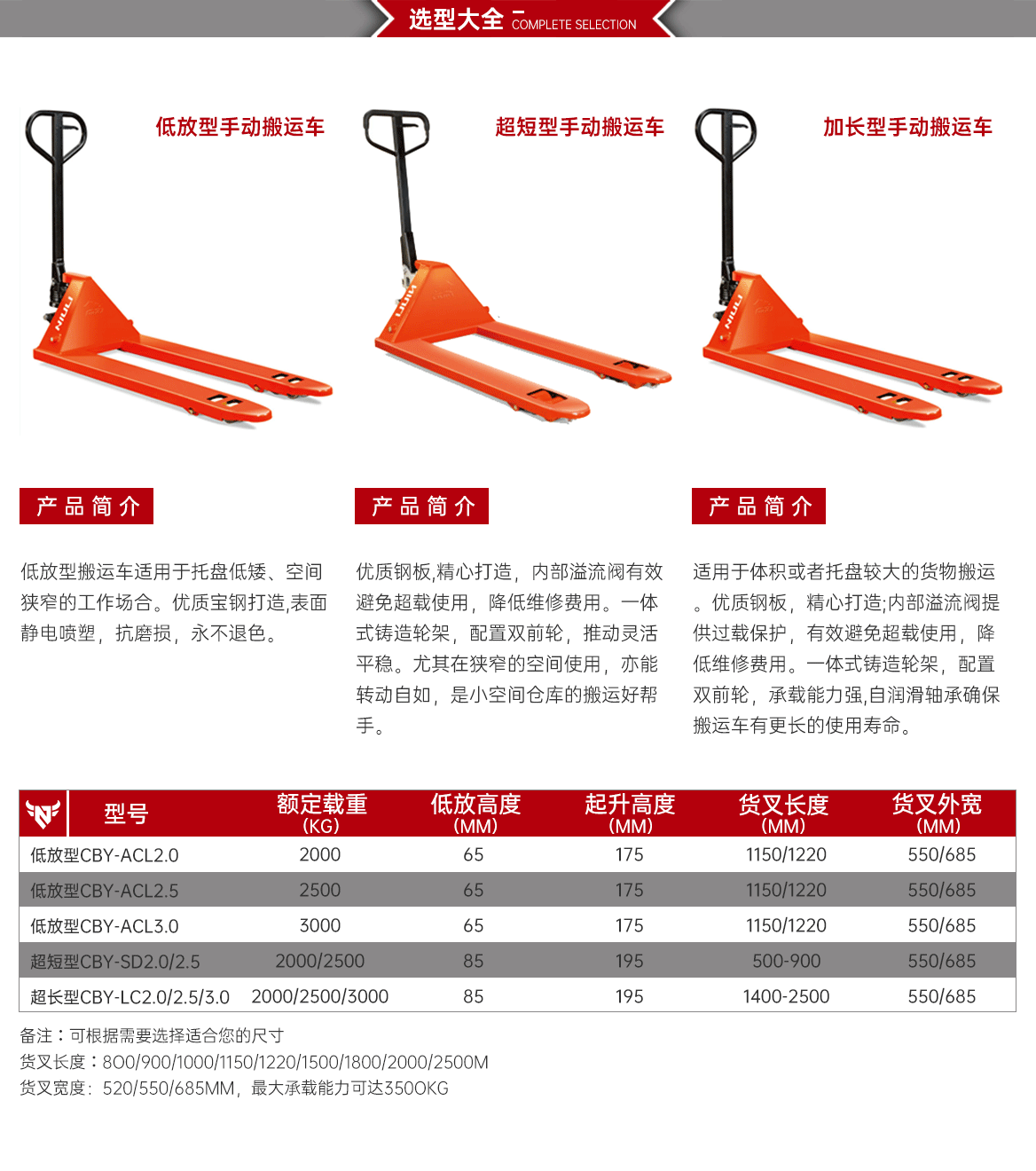 手动液压搬运车定制选型大全