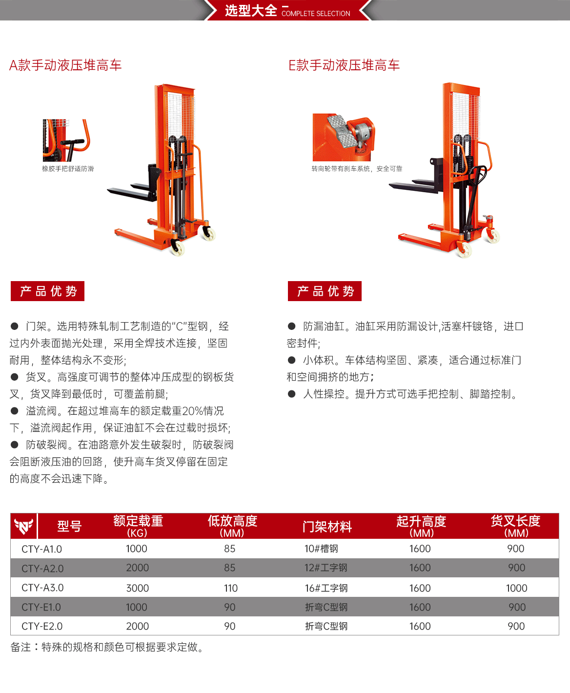手动液压升高车选型大全